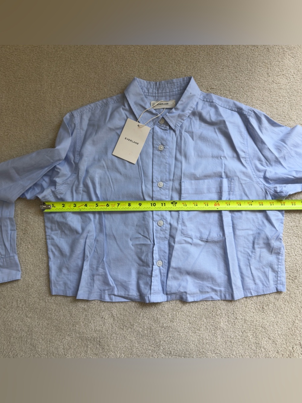 Everlane The Way-Short Shirt in Silky Cotton Chambray Blue Size: S, NWT - Picture 2 of 6